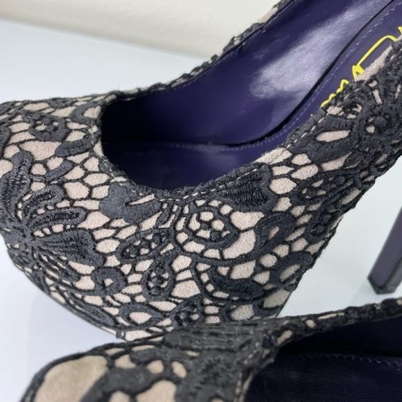 London Trash Super High Platform Heels, Black Lace Overlay, Sz 7 - Picture 9 of 16